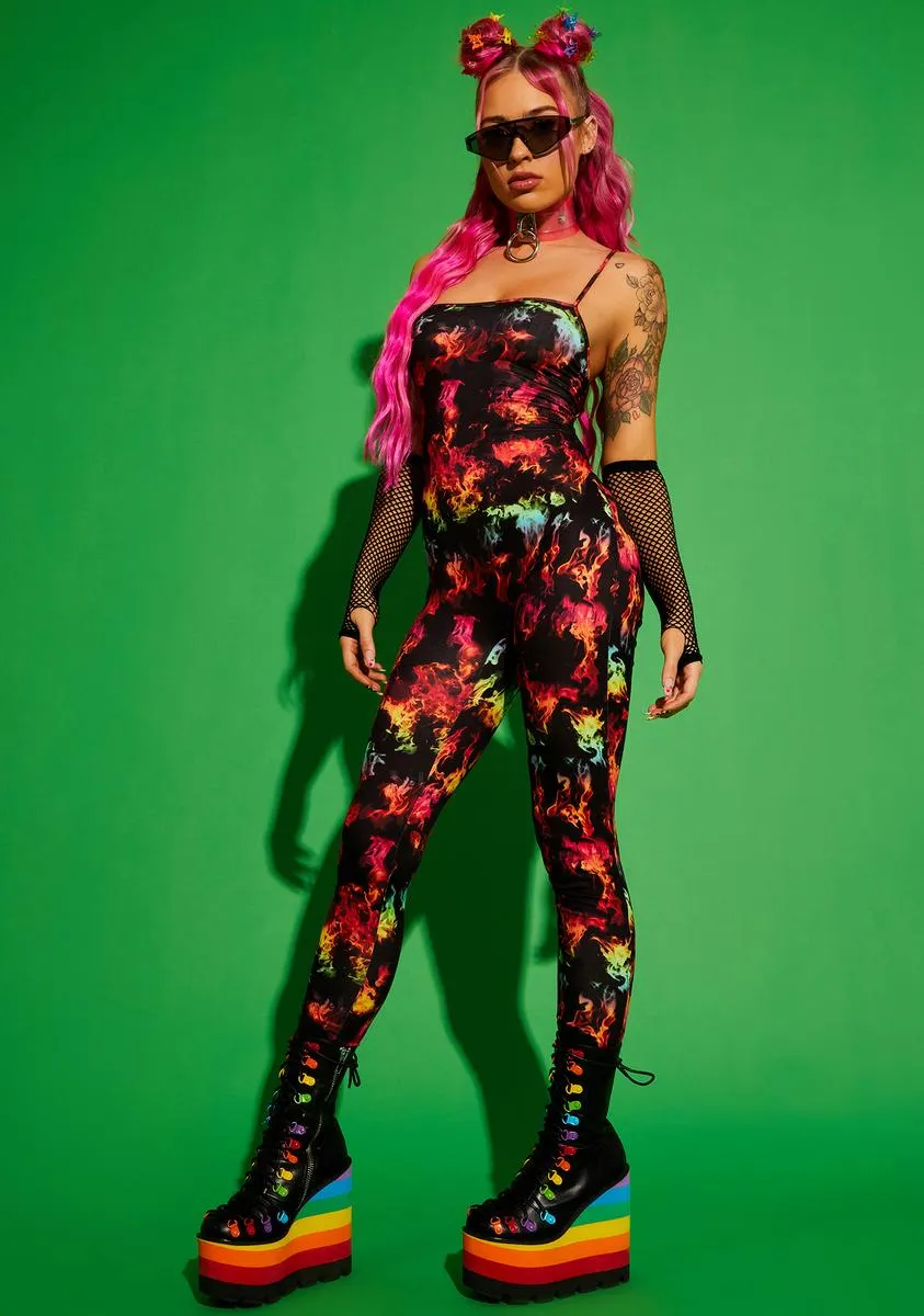 Stay Vibrant Flame Print Catsuit sold by Dolls Kill product image thumbnail 3