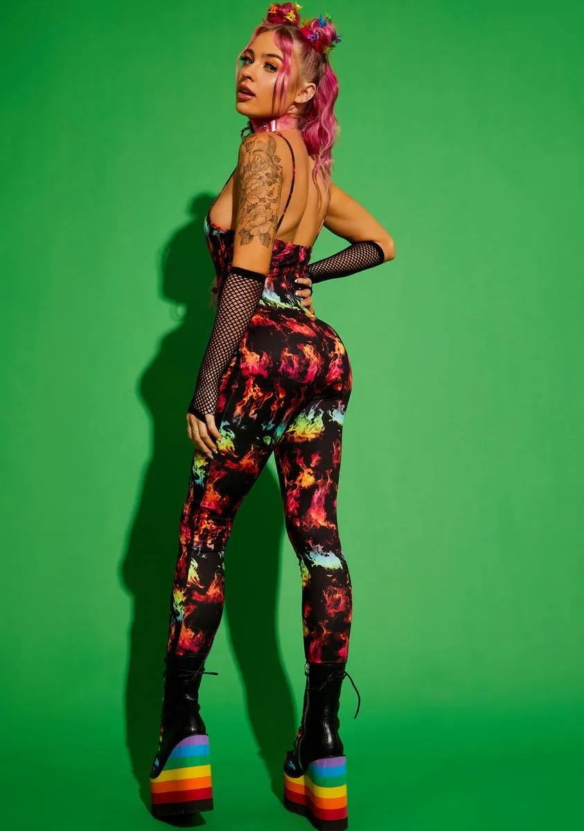 Stay Vibrant Flame Print Catsuit sold by Dolls Kill product image thumbnail 5
