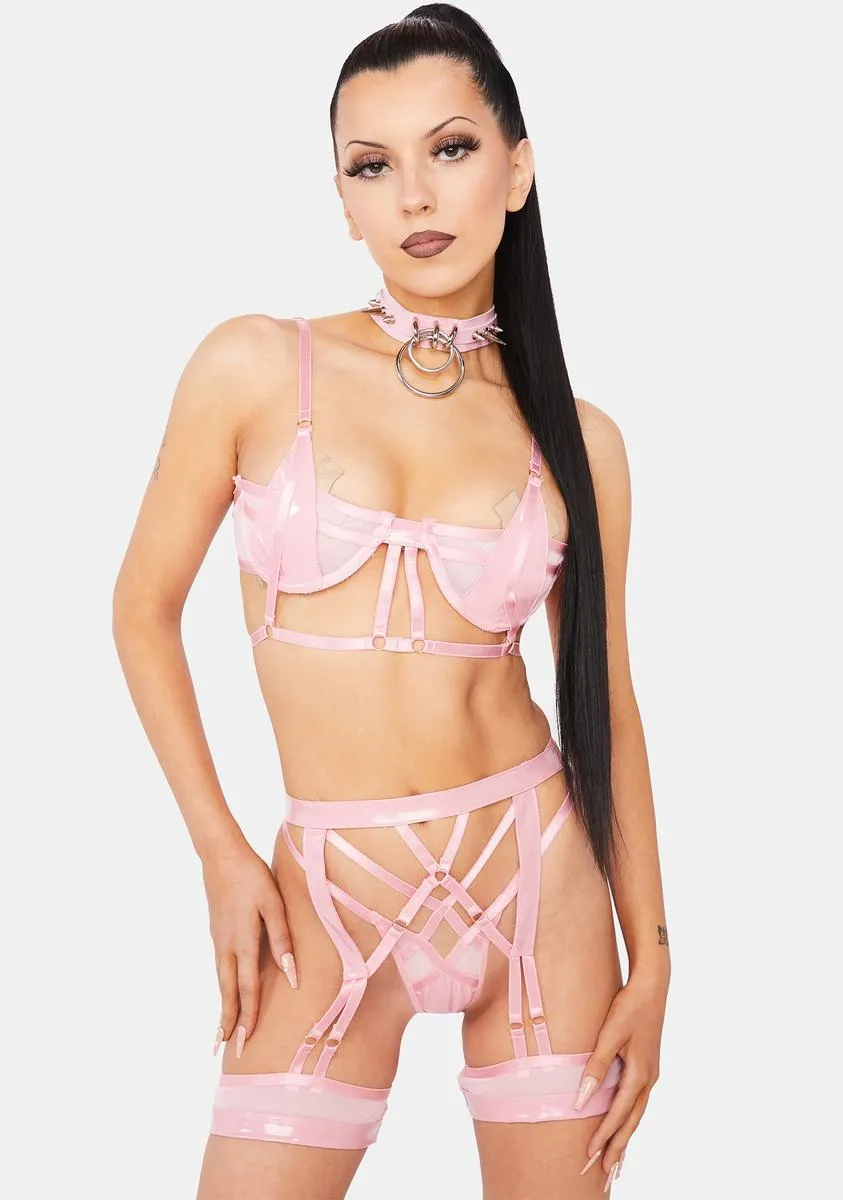 Pink Double The Fun Lingerie Set sold by Dolls Kill