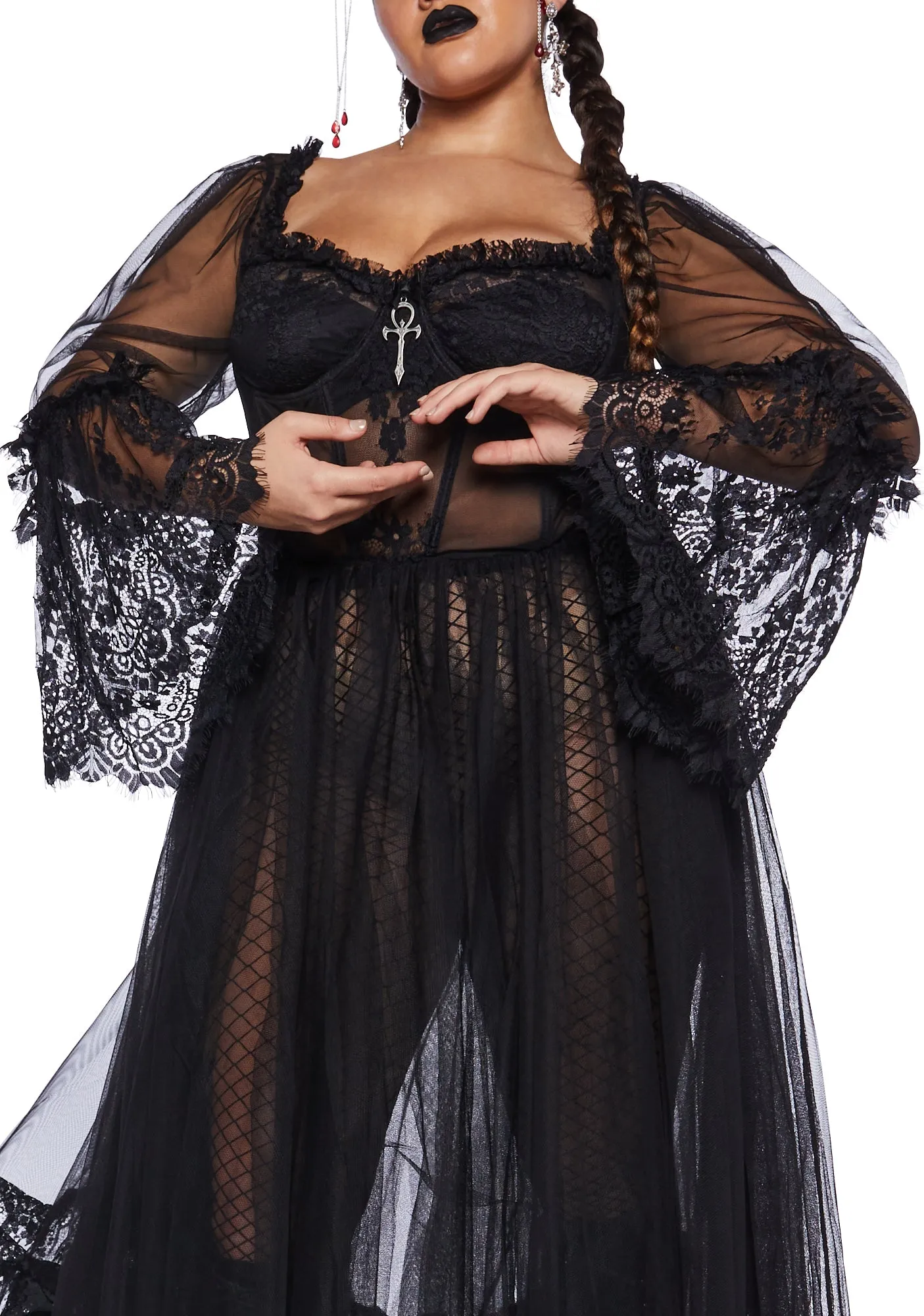Plus Dance With Death Maxi Dress - Black sold by Dolls Kill product image thumbnail 2