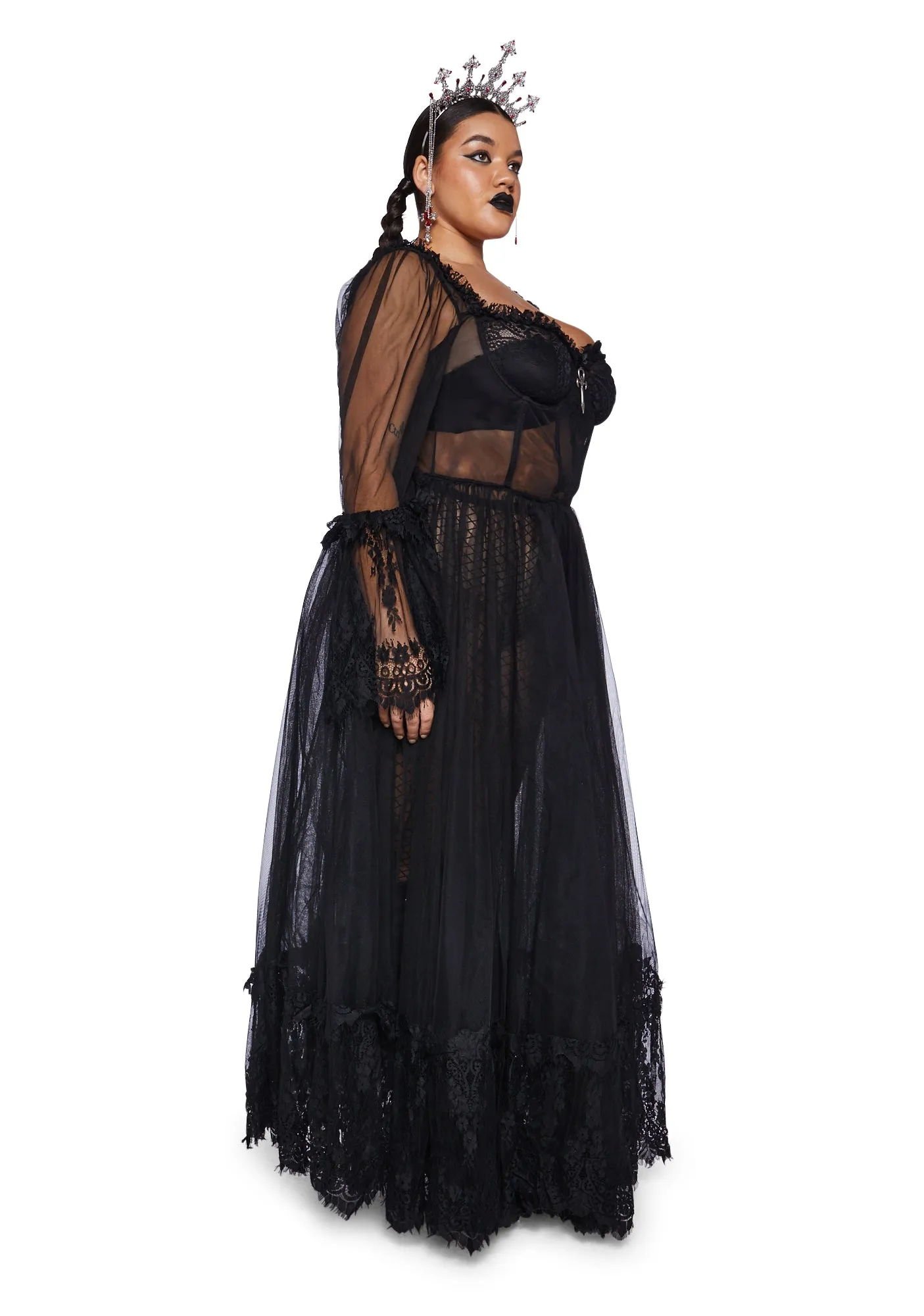 Plus Dance With Death Maxi Dress - Black sold by Dolls Kill product image thumbnail 3