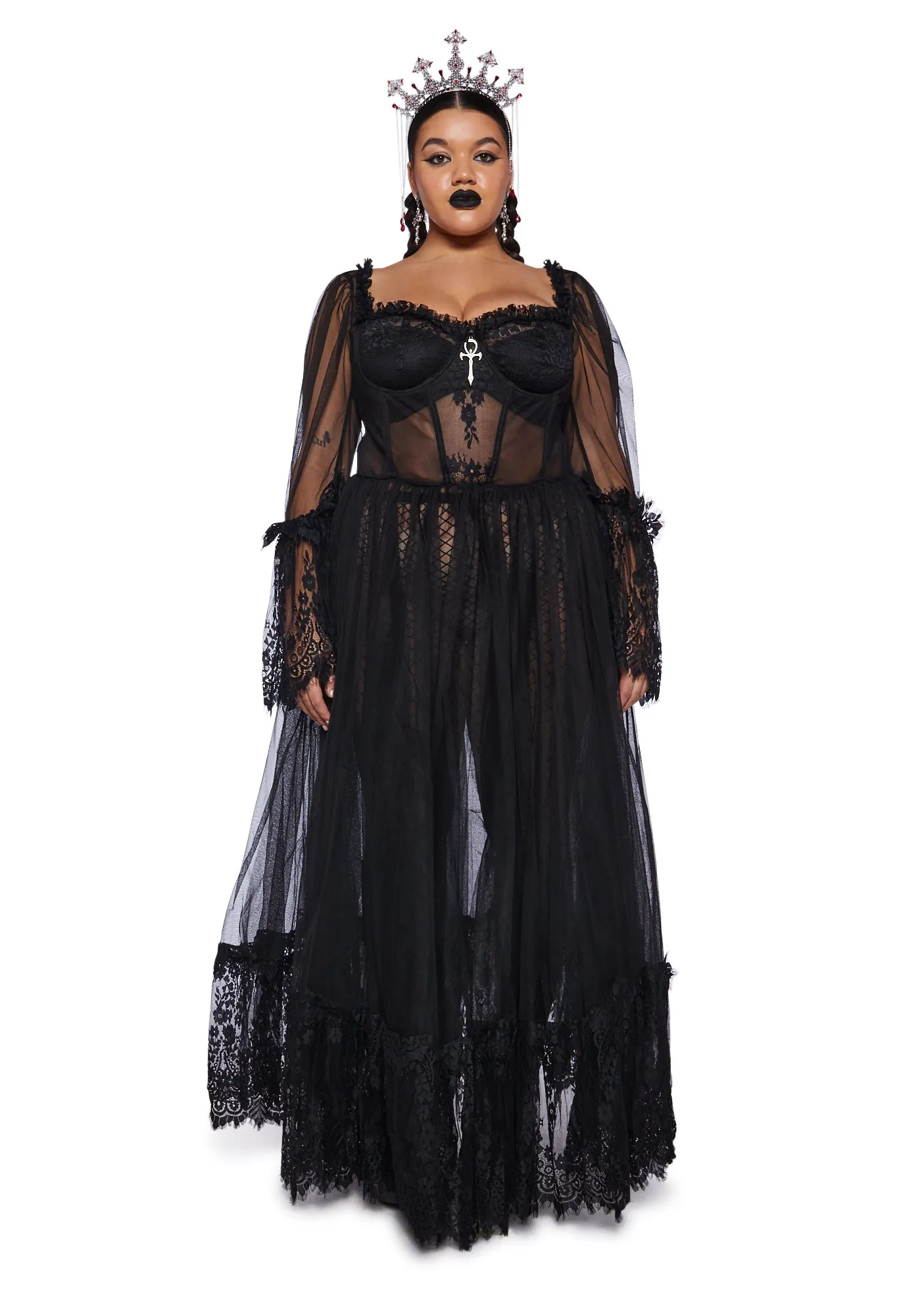Plus Dance With Death Maxi Dress - Black sold by Dolls Kill