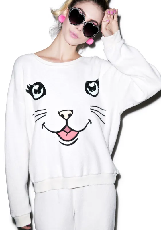 Happy Cat Oversized Sweatshirt made by Dolls Kill