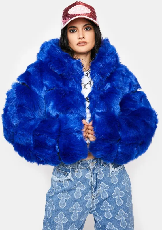 Blue Gracelle Faux Fur Coat made by Azalea Wang