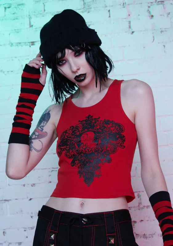Love Never Dies Graphic Crop Tank made by Dolls Kill