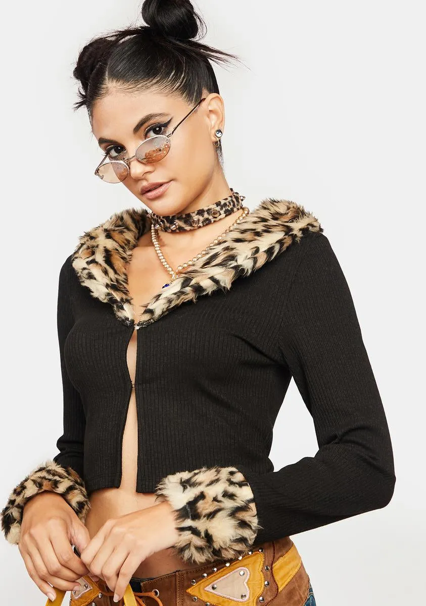 Leopard Fur Trim Cardigan sold by Dolls Kill product image thumbnail 2