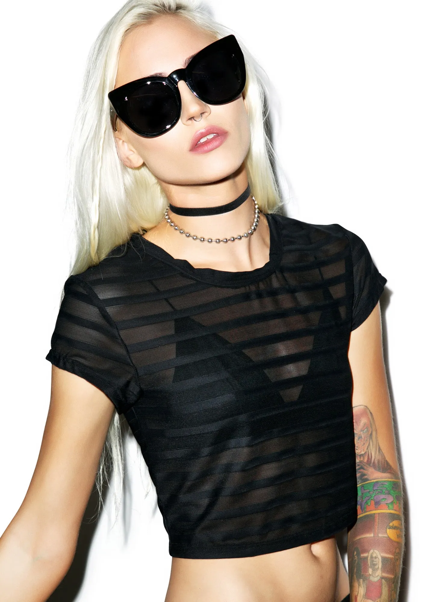Closed Blinds Crop Tee sold by Dolls Kill product image thumbnail 2