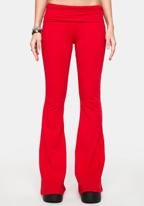 Red Naomi Flared Leggings made by Edikted