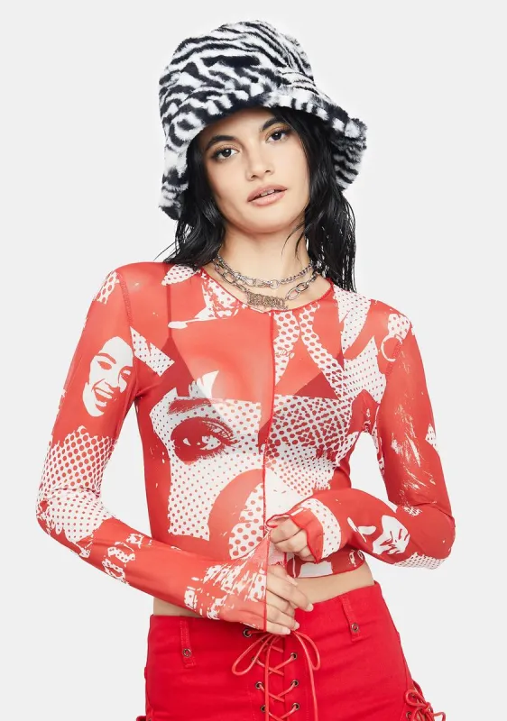 Roy Printed Mesh Top sold by Dolls Kill