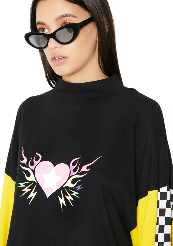 Flame Heart Long Sleeve Tee made by Jaded London