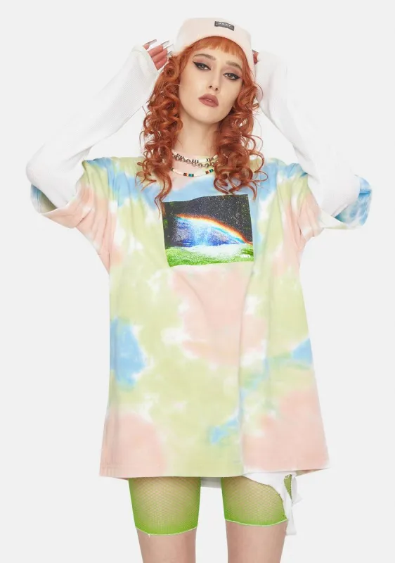 Rainbow Tie Dye Graphic Tee made by Obey