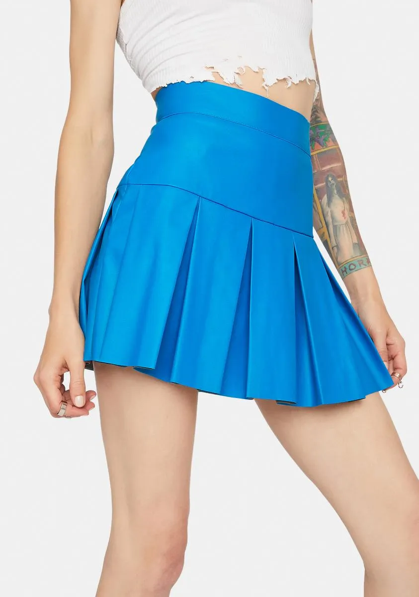 Cobalt Cheap Thrills Pleated Skirt sold by Dolls Kill