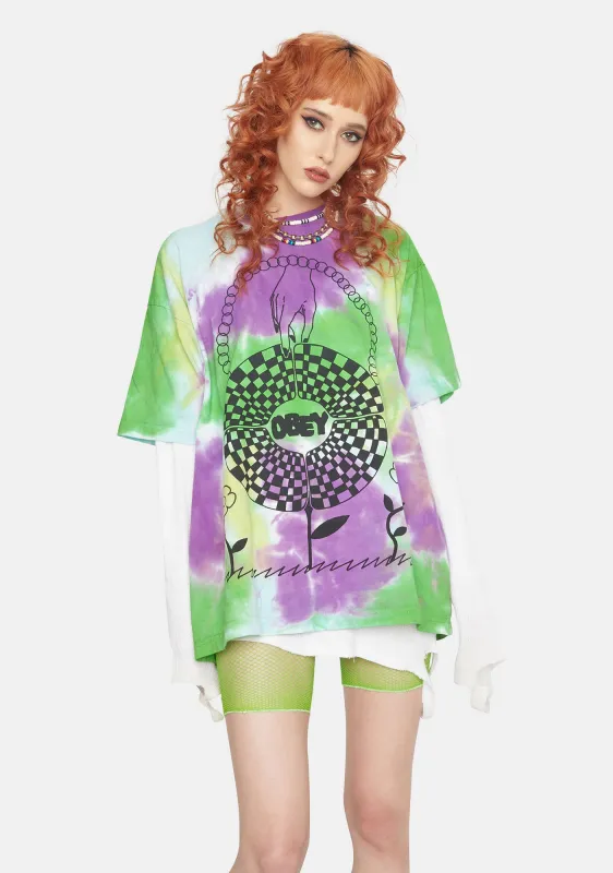 In Bloom Tie Dye Graphic Tee sold by Dolls Kill