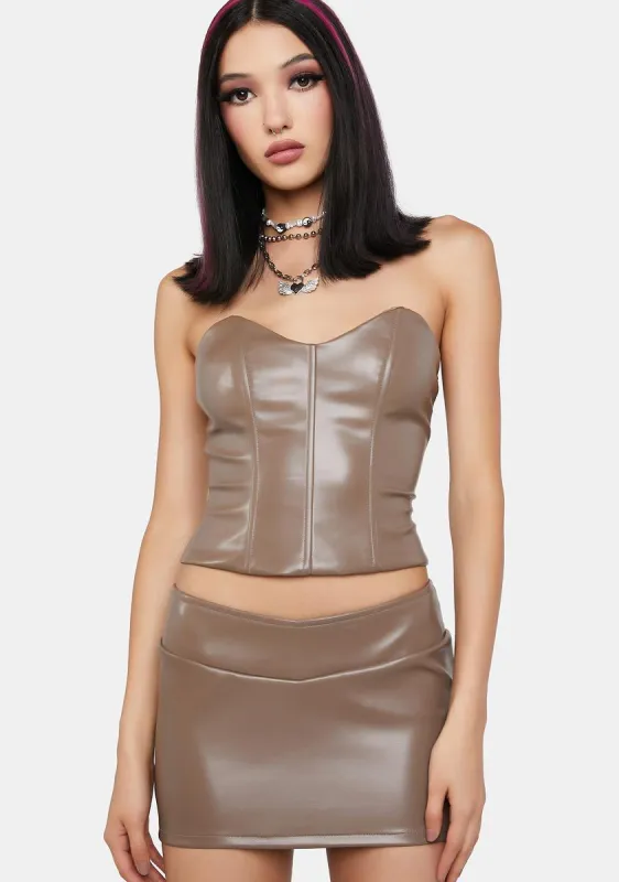 Mocha Dominate The Competition Skirt Set made by Dolls Kill