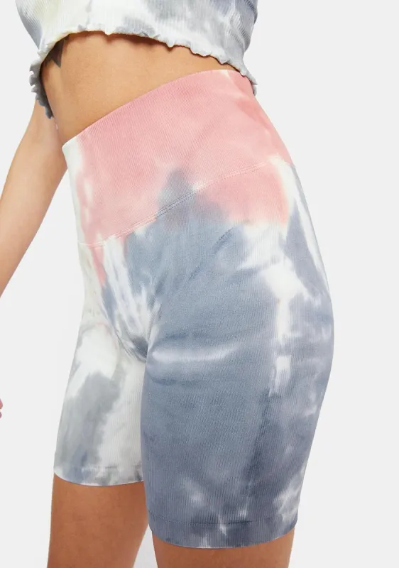 Seascape Spiral Tie Dye Biker Shorts sold by Dolls Kill