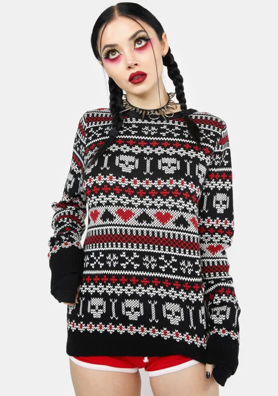 Skull Hearts Sweater made by Dolls Kill