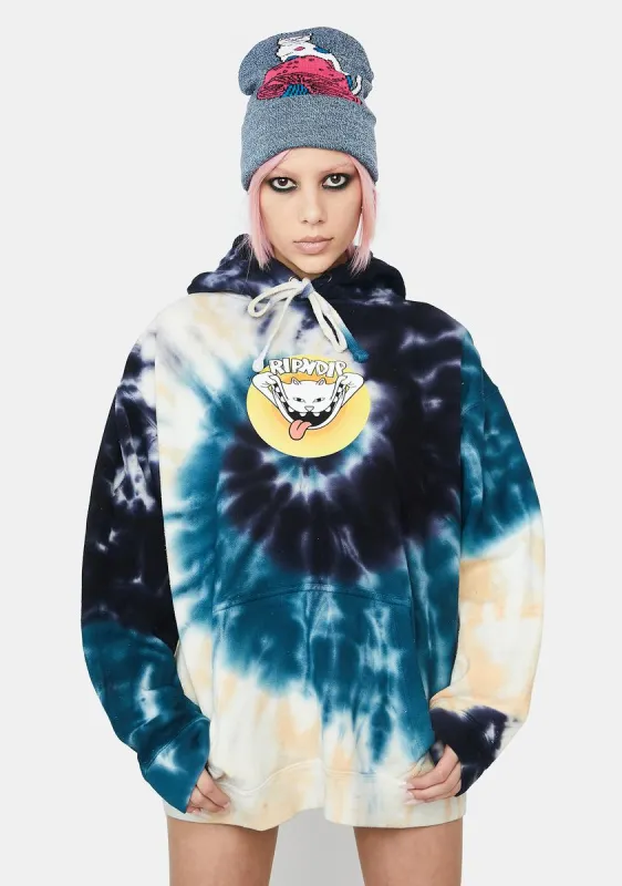 Spiral Tie Dye Big Smile Graphic Hoodie sold by Dolls Kill