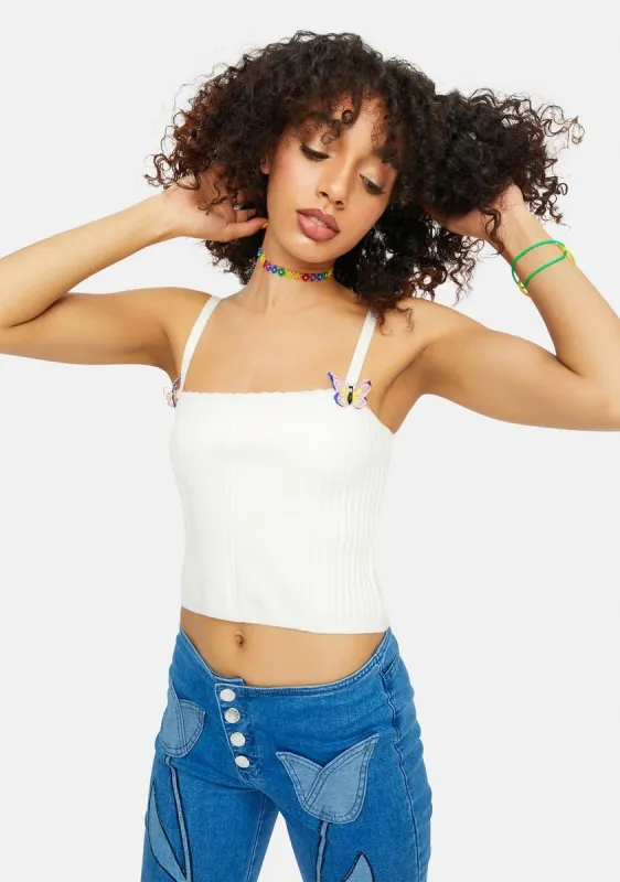 Butterfly Secrets Ribbed Knit Tank Top sold by Dolls Kill