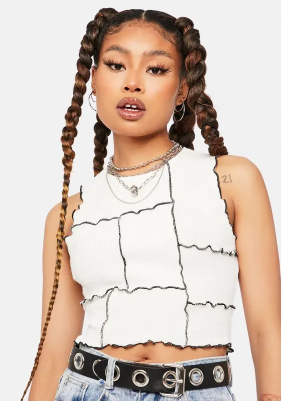 No Contest Patchwork Crop Tank sold by Dolls Kill