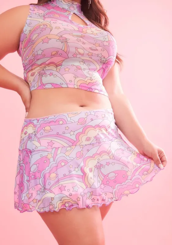 Plus Groovy Galaxy Mesh Mini Skirt sold by Dolls Kill