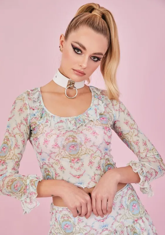 Room Of Wonders Mesh Ruffle Top sold by Dolls Kill