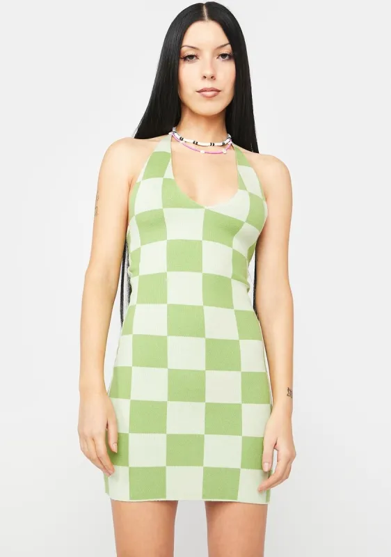 Lime The Groove Knit Halter Dress sold by Dolls Kill