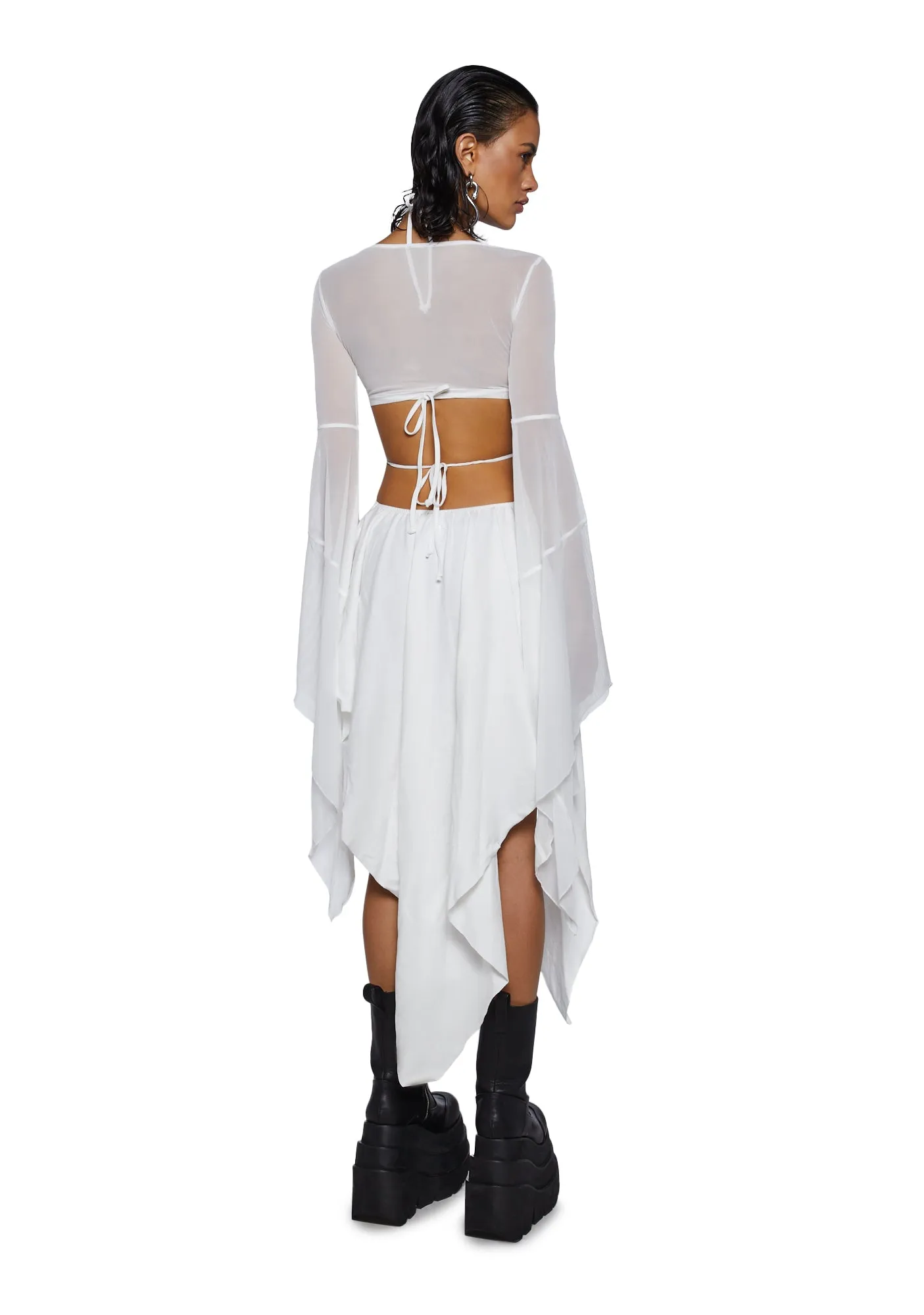 Echo Asymmetrical Mesh Wrap Dress sold by Dolls Kill product image thumbnail 4