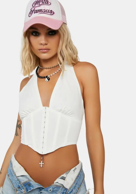 Blanc Suited Up Halter Top sold by Dolls Kill