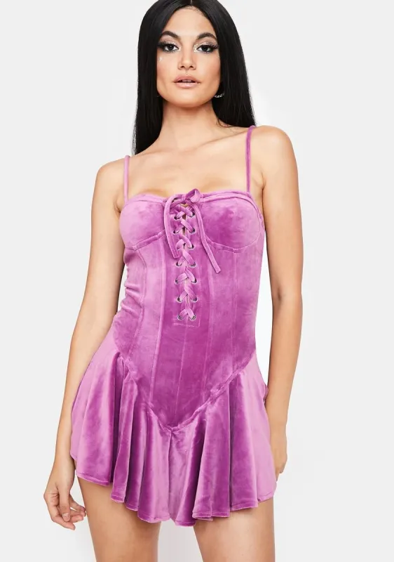 Plum Give My Heart Velvet Dress sold by Dolls Kill