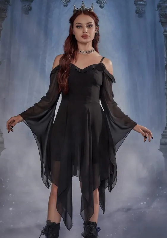 Sinister Sorceress Off The Shoulder Dress made by Dolls Kill