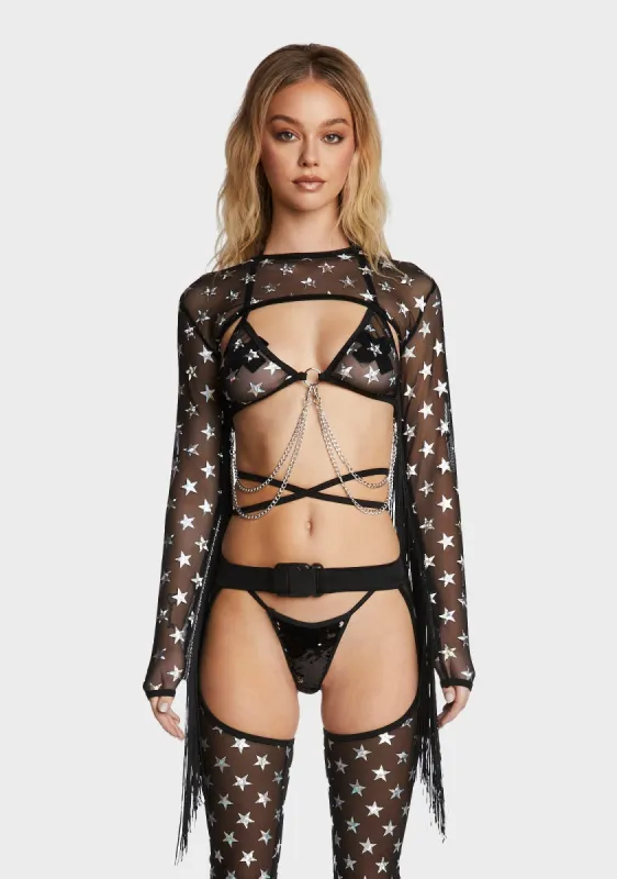 Stardust Fringe Shrug sold by Dolls Kill