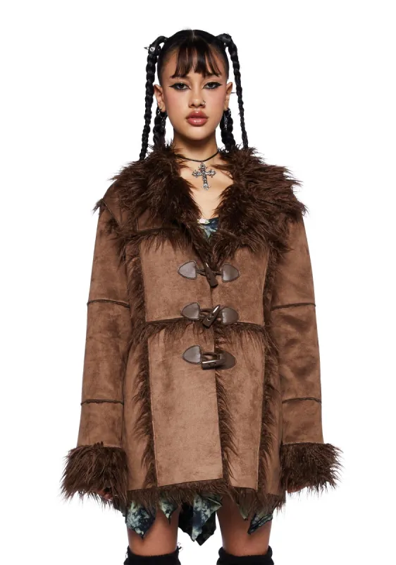 Secret Of Patience Toggle Jacket - Brown sold by Dolls Kill