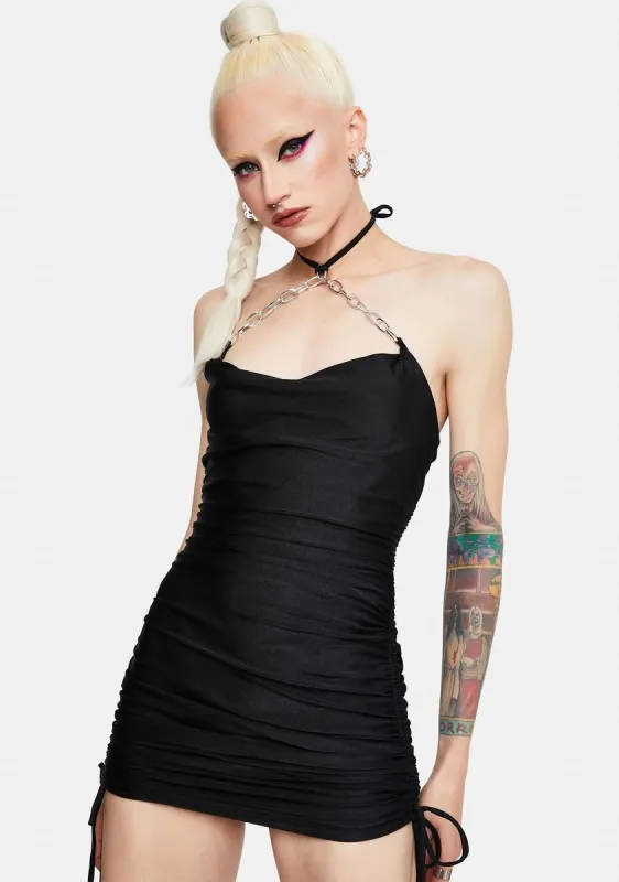 Void Filled Chain Halter Mini Dress sold by Dolls Kill