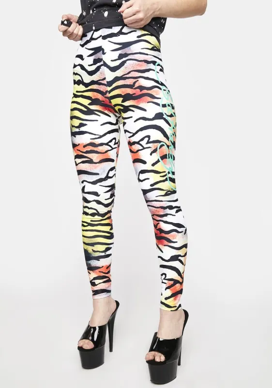 Spandex Tiger Leggings sold by Dolls Kill