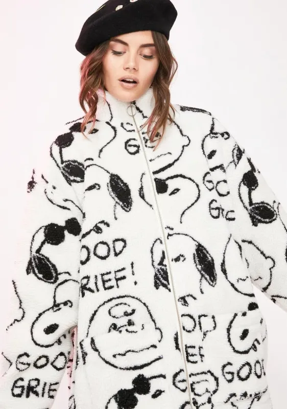 x Peanuts Good Grief Fleece Jacket sold by Dolls Kill