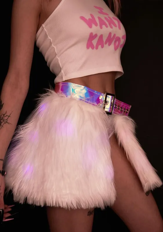 Confetti Light Up Belted Faux Fur Skirt sold by Dolls Kill