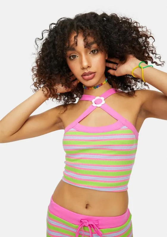 Got The Funk Striped Halter Top And Skirt Set sold by Dolls Kill