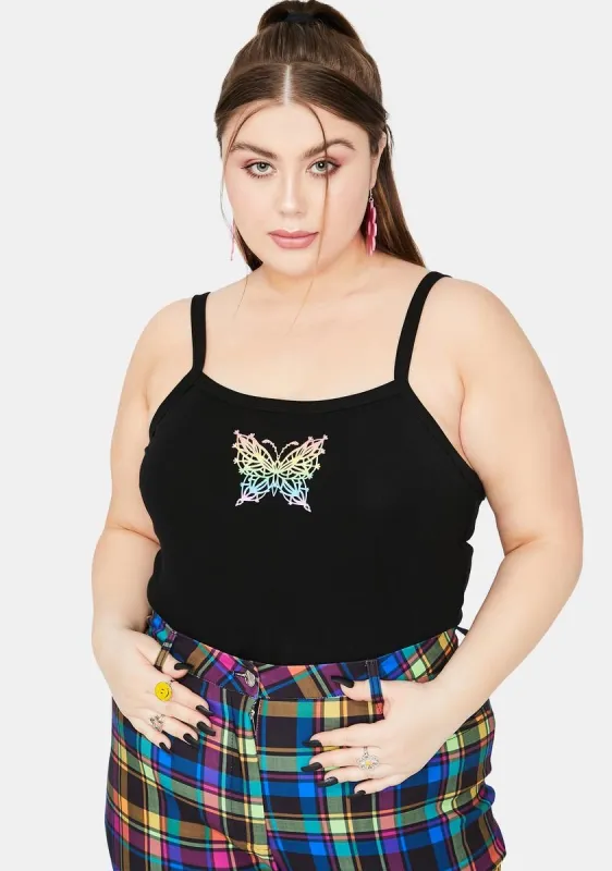 Plus Troubled Paradise Butterfly Graphic Tank sold by Dolls Kill