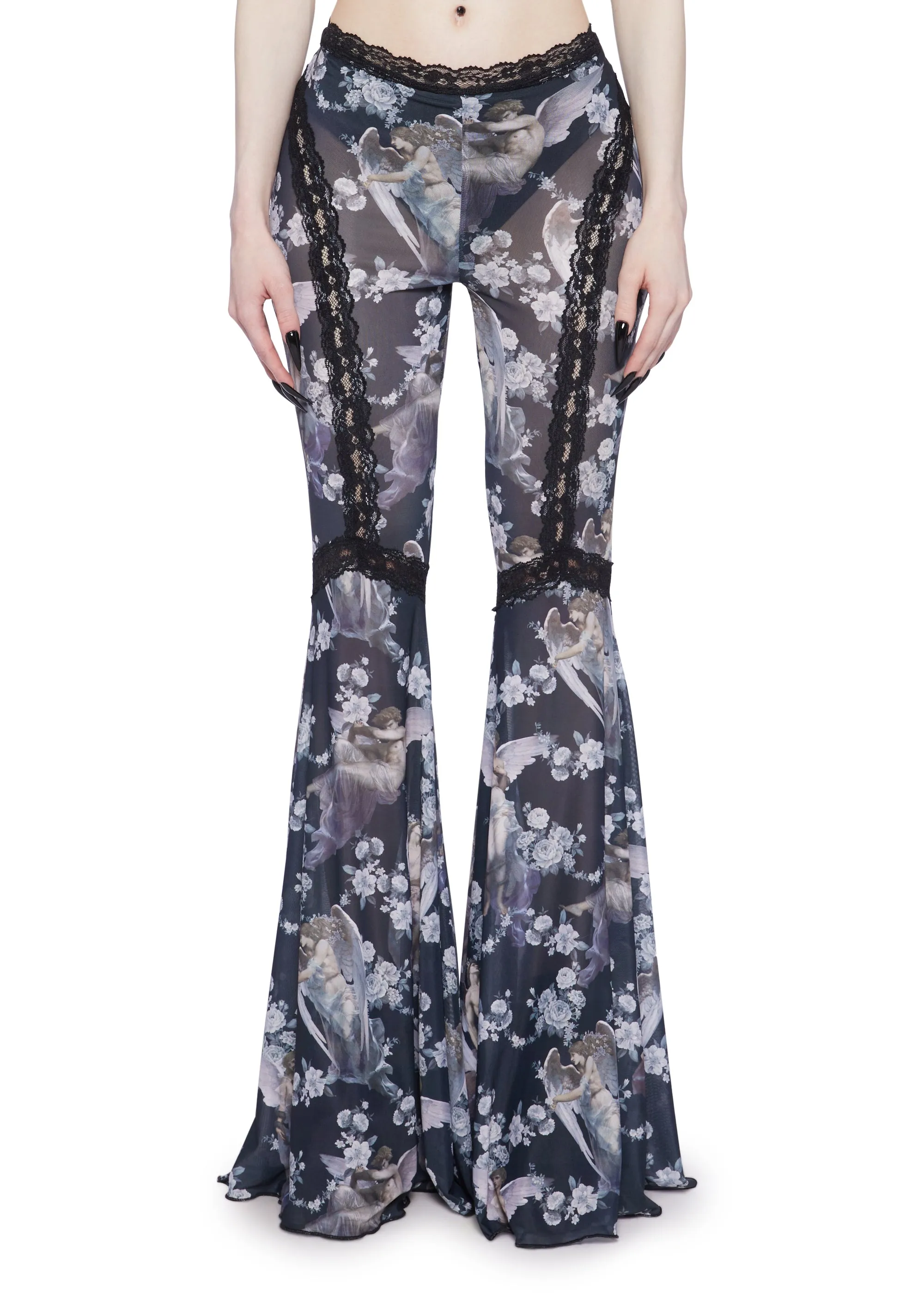 Afflicted Angel Mesh Flare Pants sold by Dolls Kill