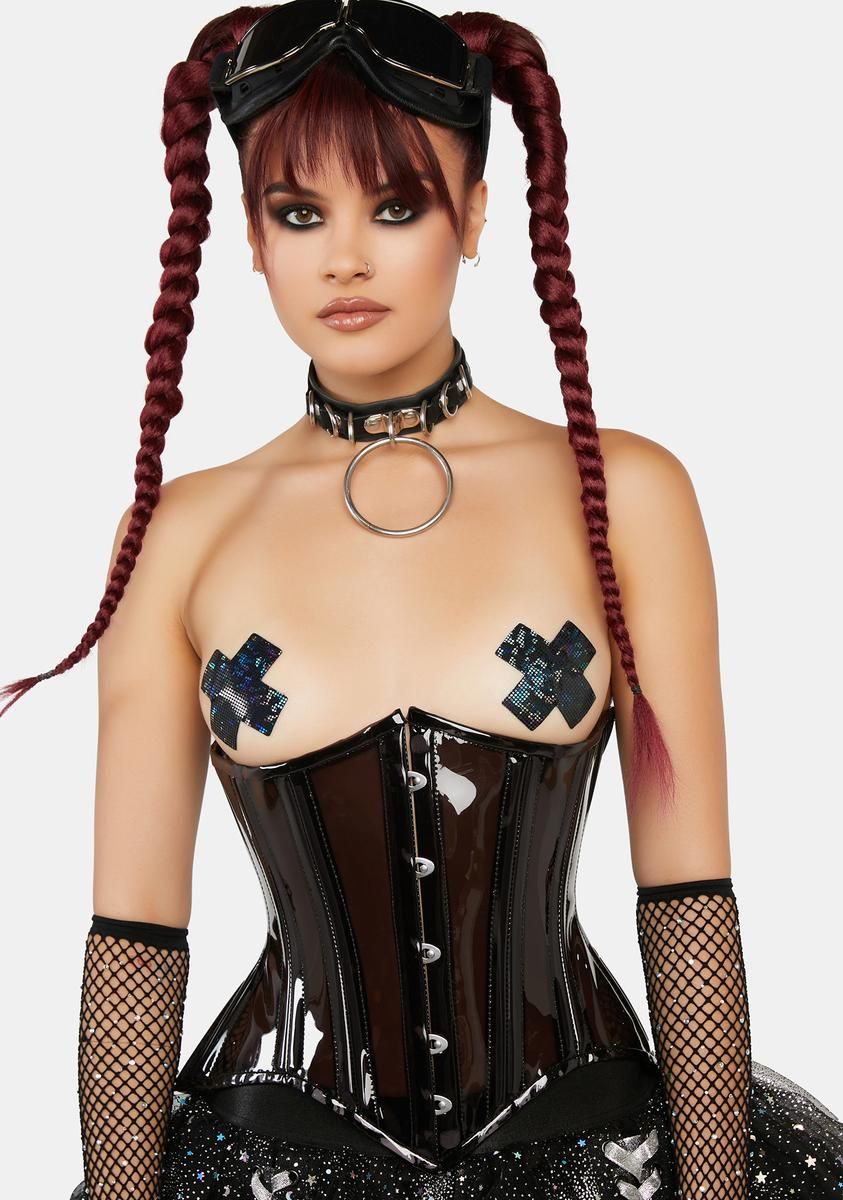 Lavish Black Clear Curvy Underbust Waist Cincher Corset sold by Dolls Kill