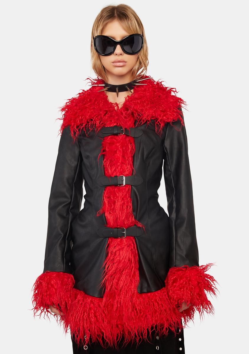 No Bad Vibes Faux Fur Jacket sold by Dolls Kill