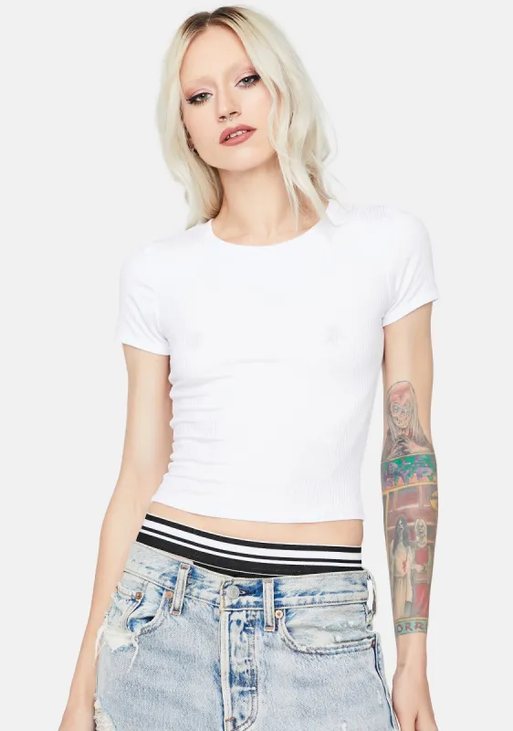 Pure Basic Bliss Ribbed Crop Tee sold by Dolls Kill