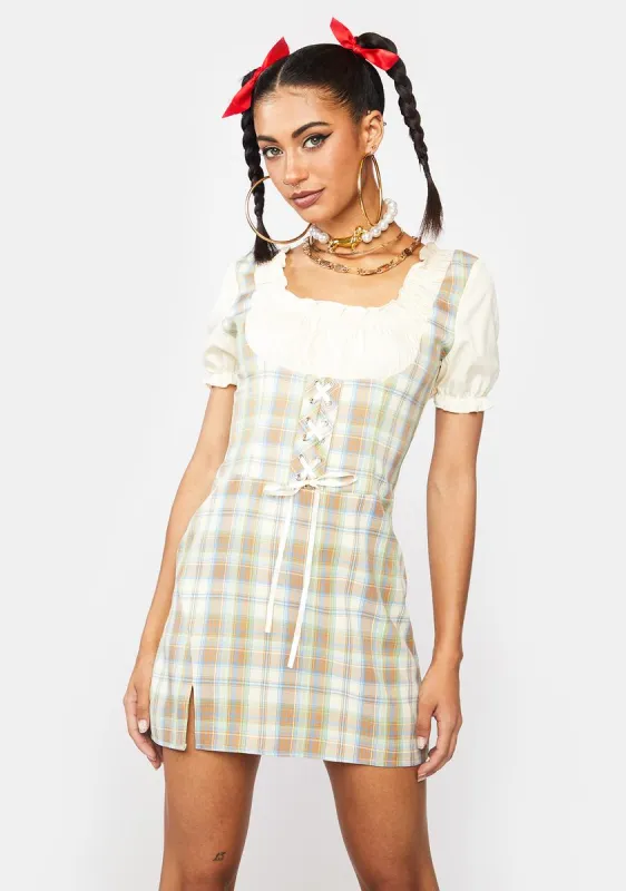 Something's Brewing Plaid Mini Dress sold by Dolls Kill