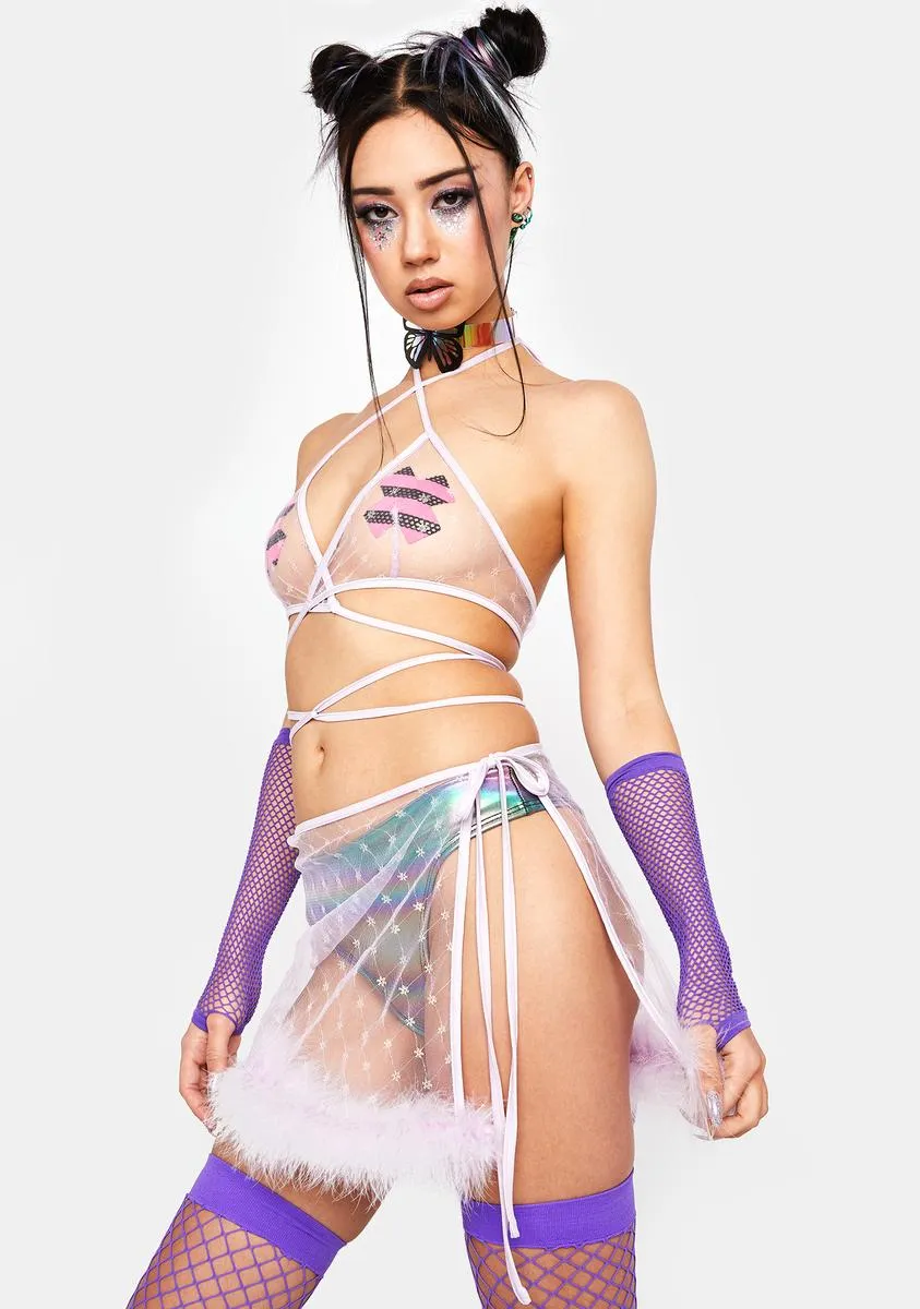 Lavender Fluffy Feelings Sheer Skirt Set sold by Dolls Kill product image thumbnail 2
