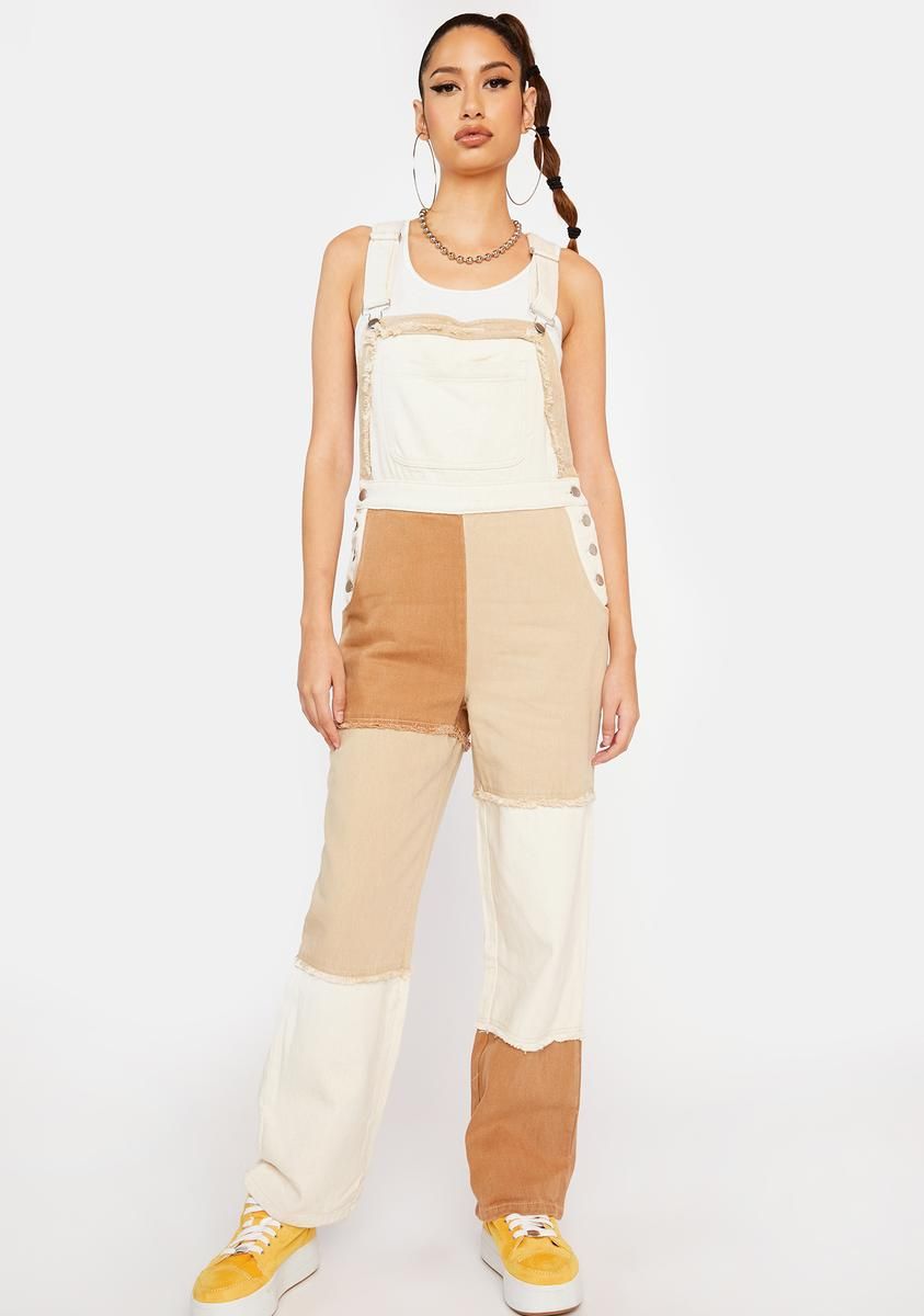 No Time Wasted Patchwork Overalls sold by Dolls Kill