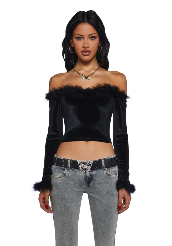 Filthy Femme Velvet Crop Top sold by Dolls Kill