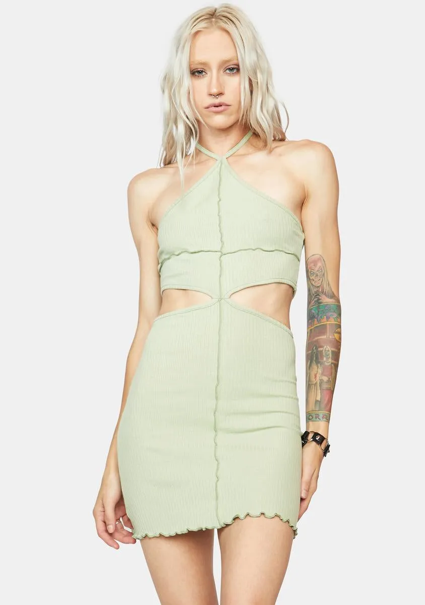 Sage Cutout Mini Dress sold by Dolls Kill