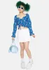 Blue Floral Sweetheart Crop Top sold by Dolls Kill