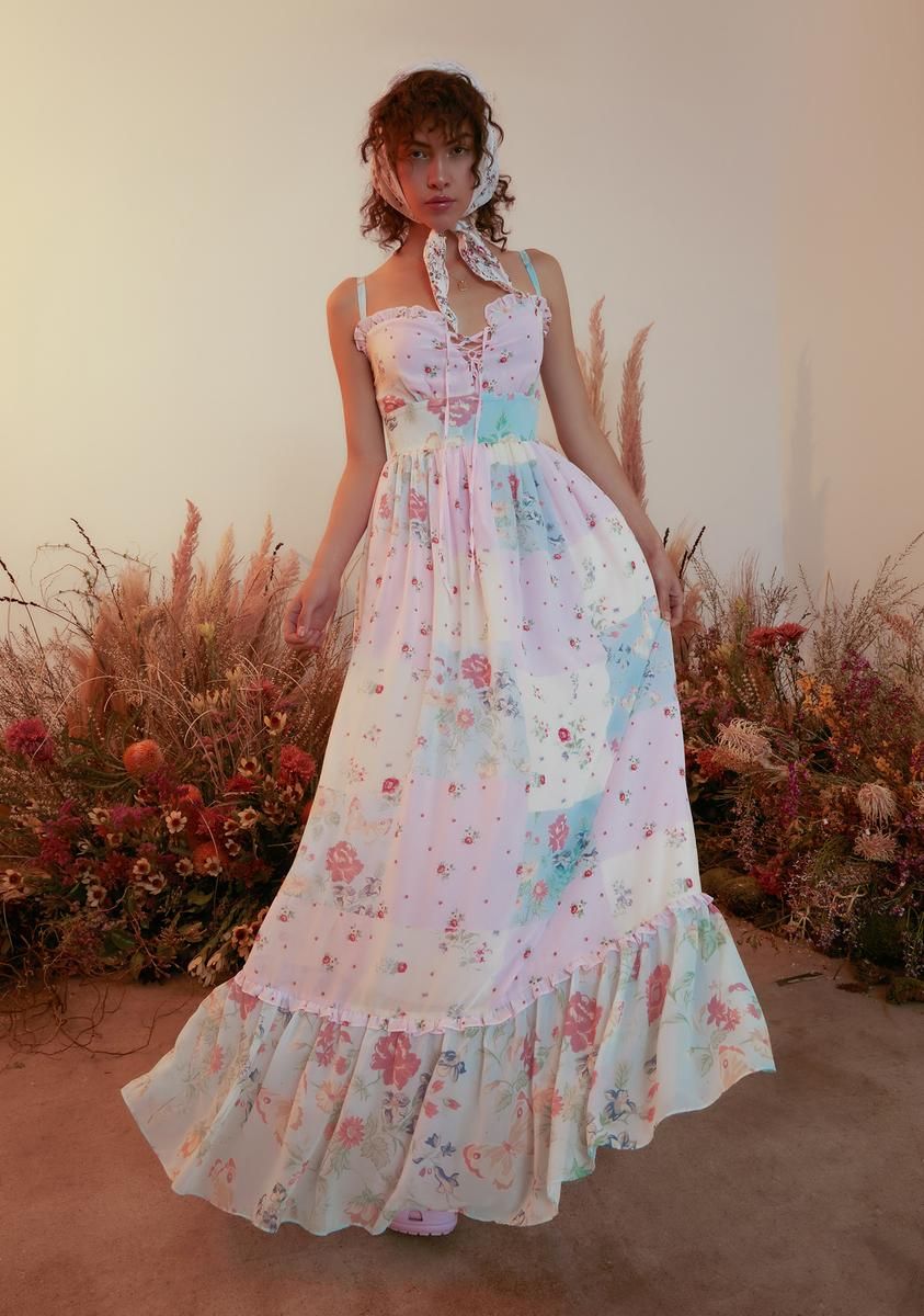 Pat A Cake Twill Floral Maxi Dress sold by Dolls Kill product image thumbnail 3