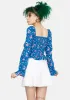 Blue Floral Sweetheart Crop Top sold by Dolls Kill